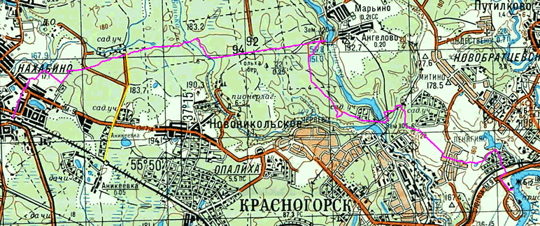 карта Нахабино-Павшино