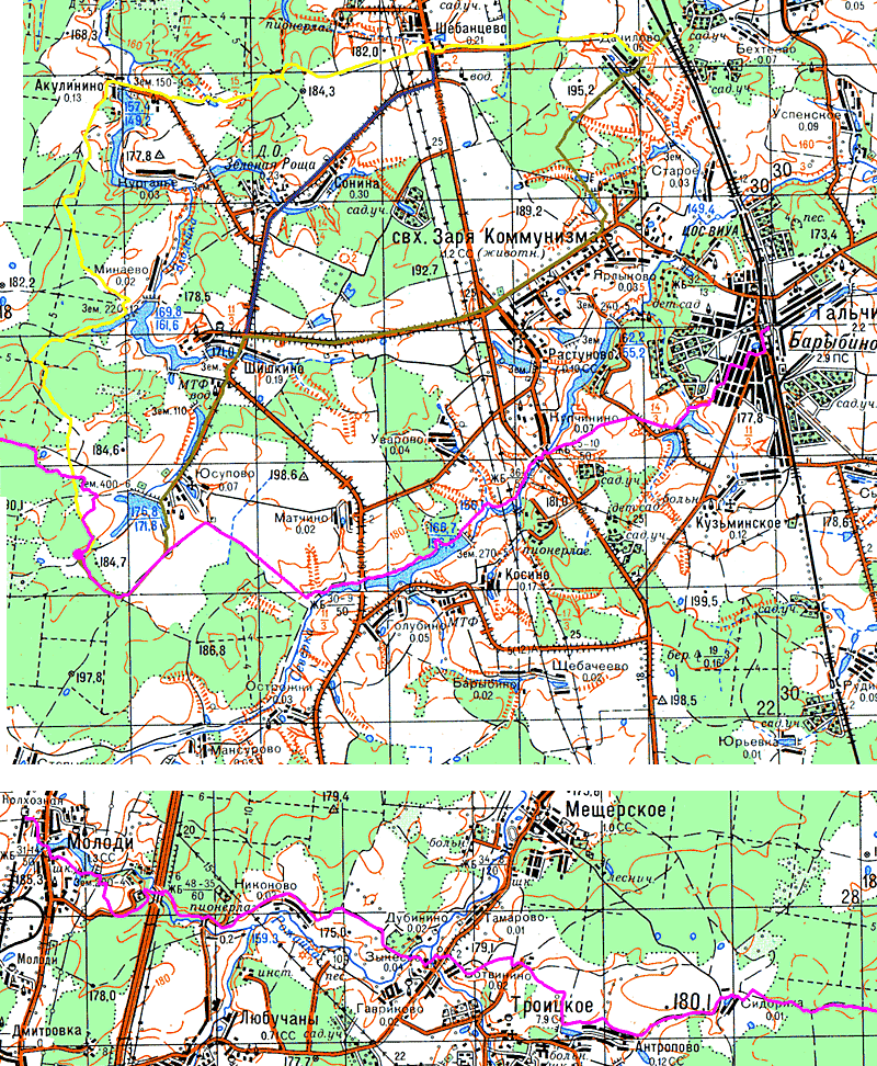 Колхозная - Юсупово - Барыбино - карта.